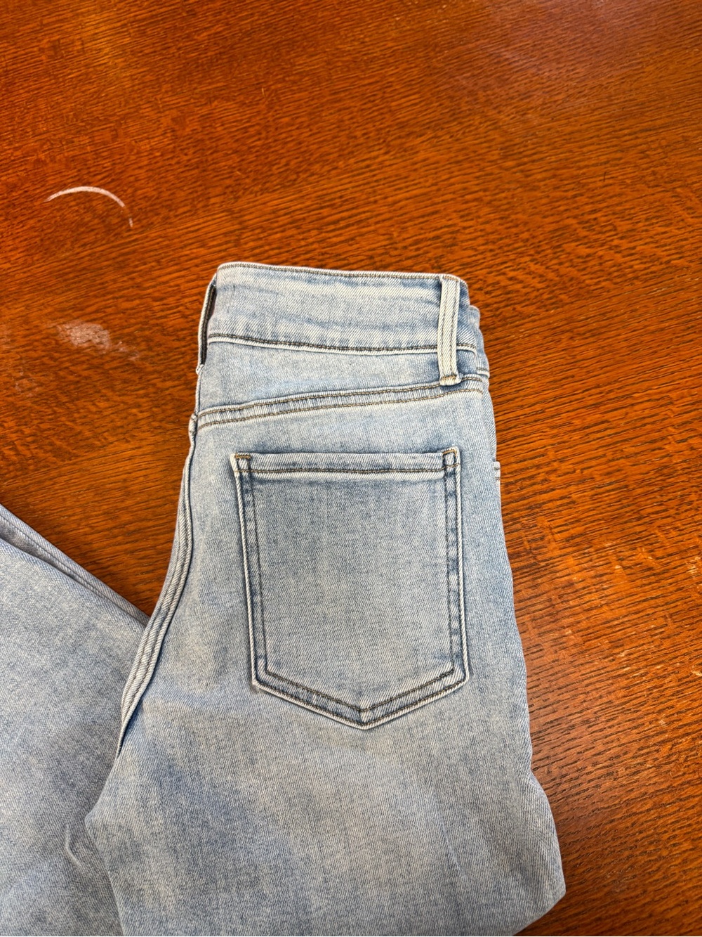 Just USA Light Blue Denim Jeans size 8/29 wide waist band double button no rips - Picture 3 of 9